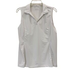 Gradual White Sleeveless Polo Shirt Womens‎ Golf Tennis Activewear Top